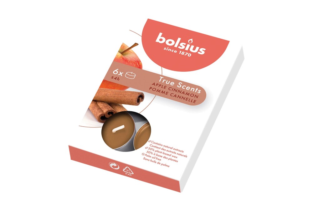 Κερί Ρεσώ Bolsius με άρωμα Apple Cinnamon 6 τεμάχια