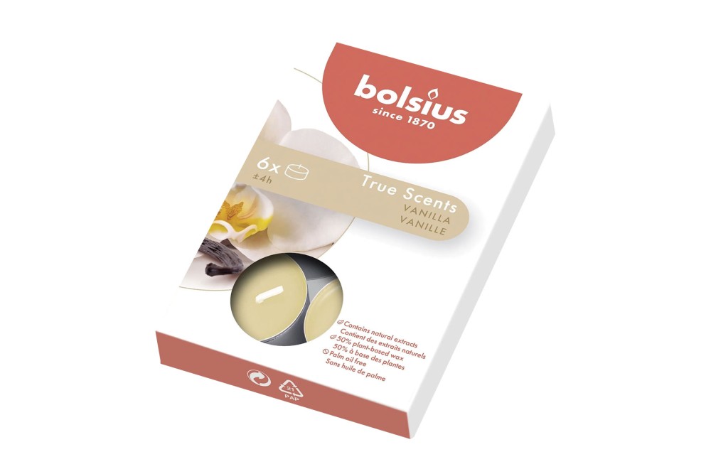 Κερί Ρεσώ Bolsius με άρωμα Vanilla 6 τεμάχια