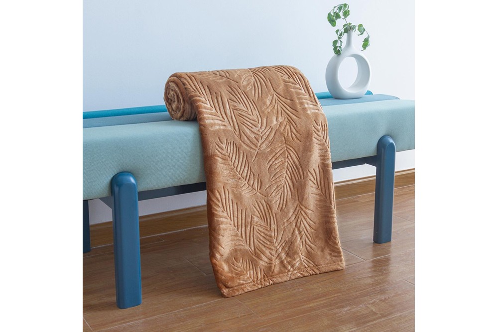 Κουβέρτα Ανάγλυφη Βελουτέ Φυλλαράκι Brown Μονή 150x200cm Κουβέρτα Ανάγλυφη Βελουτέ Φυλλαράκι Brown Μονή 150x200cm