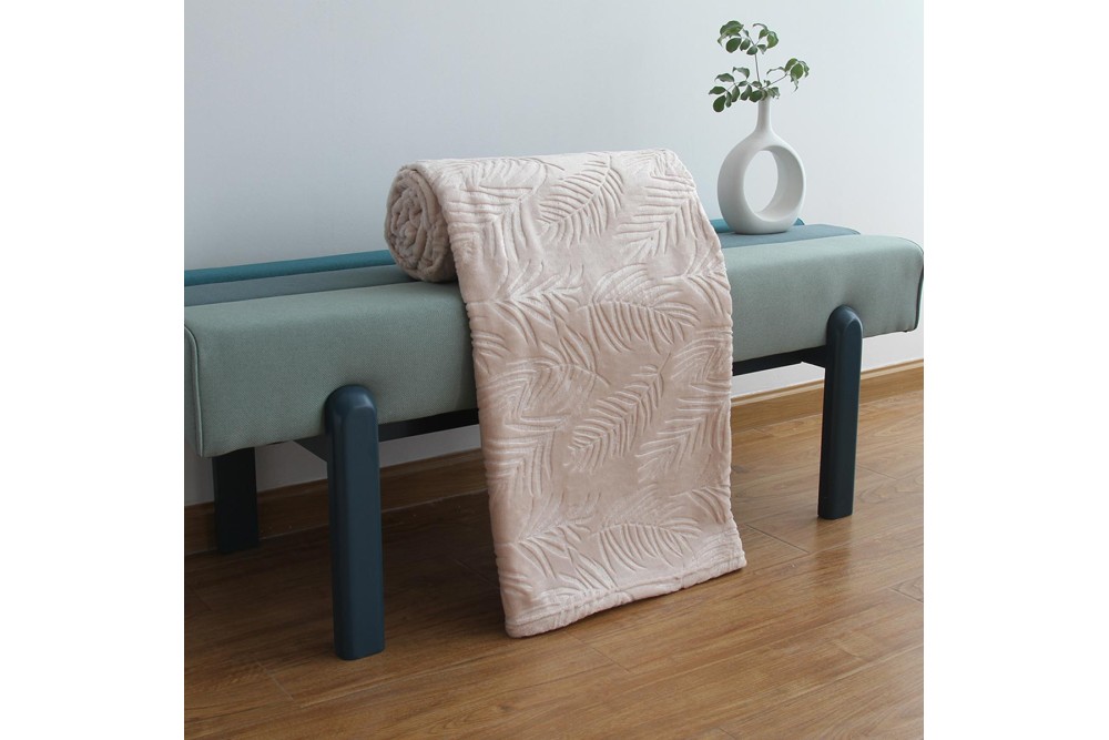 Κουβέρτα Ανάγλυφη Βελουτέ Φυλλαράκι Beige Μονή 150x200cm Κουβέρτα Ανάγλυφη Βελουτέ Φυλλαράκι Beige Μονή 150x200cm