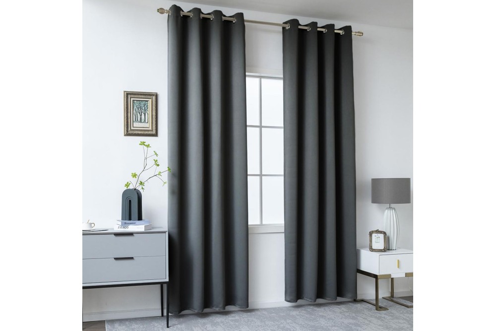 Κουρτίνα Black Out με Τρουκς Dark Grey 140x260cm. Κουρτίνα Black Out με Τρουκς Dark Grey 140x260cm.