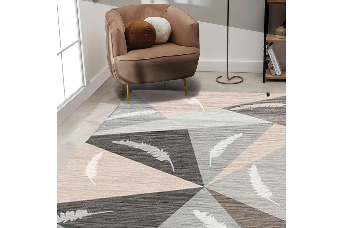 Χαλί 160x230cm Crystal Velvet Geometric Leaves.