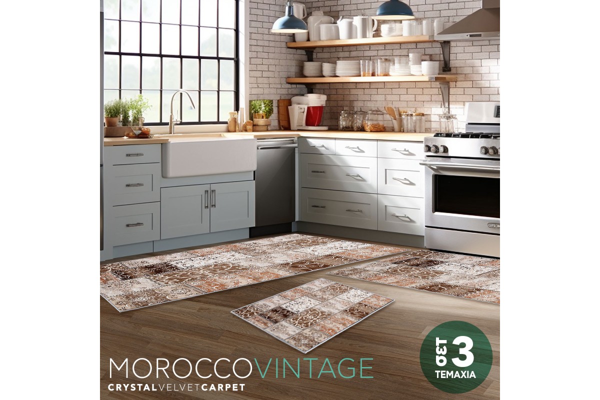 Χαλάκια Crystal Velvet Morocco Vintage σετ 3 τεμαχίων 40x60cm.+70x140cm.+70x180cm.