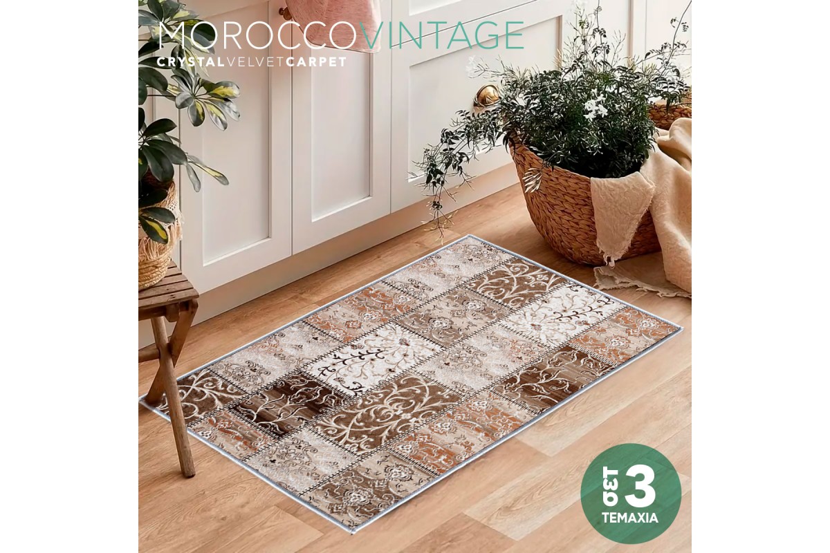 Χαλάκια Crystal Velvet Morocco Vintage σετ 3 τεμαχίων 40x60cm.+70x140cm.+70x180cm.