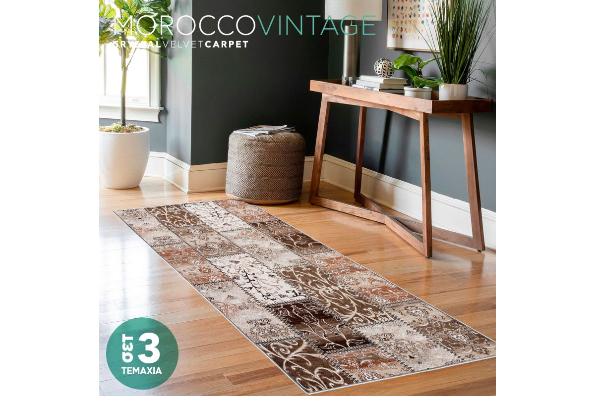 Χαλάκια Crystal Velvet Morocco Vintage σετ 3 τεμαχίων 40x60cm.+70x140cm.+70x180cm.