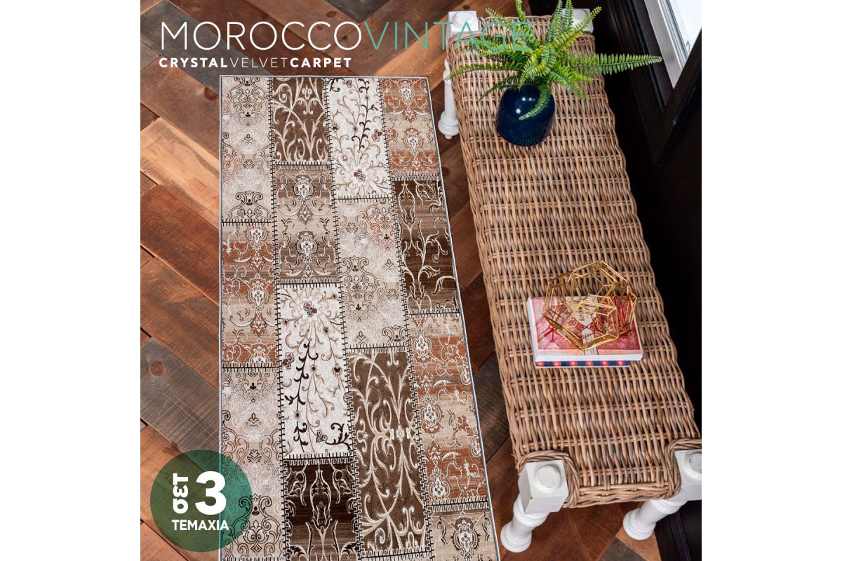 Χαλάκια Crystal Velvet Morocco Vintage σετ 3 τεμαχίων 40x60cm.+70x140cm.+70x180cm.