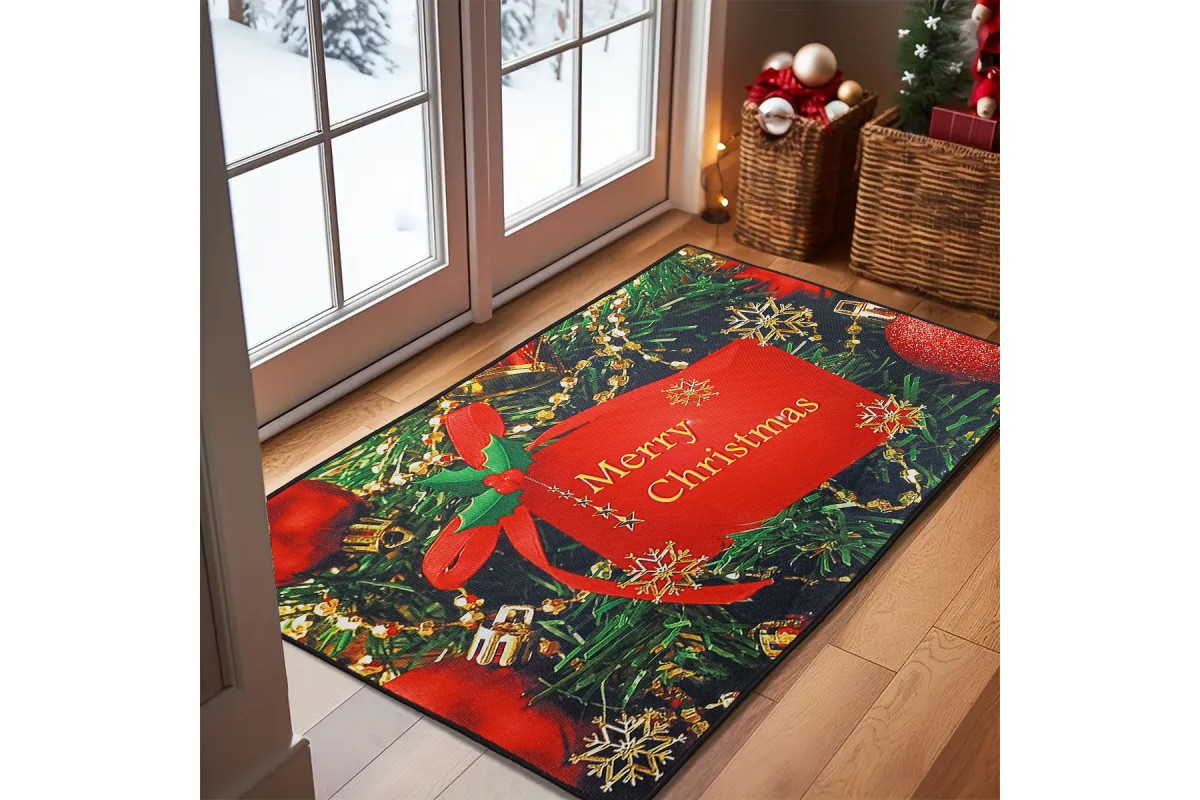 Ταπέτο Χριστουγεννιάτικο Velvet Merry Christmas Green 50x80cm.