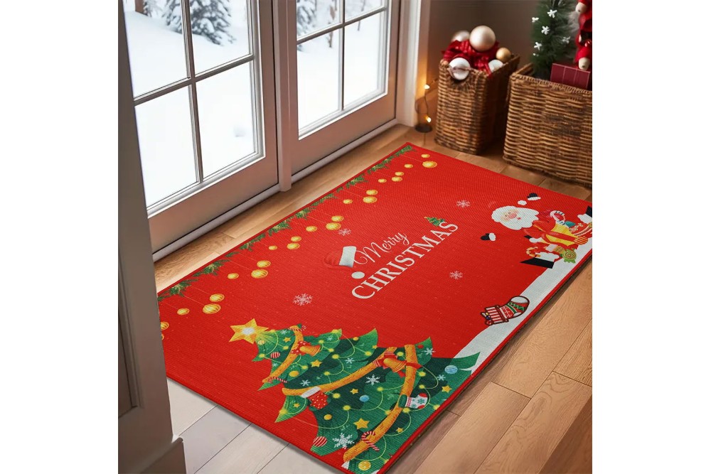 Ταπέτο Χριστουγεννιάτικο Velvet Merry Christmas Red 50x80cm.