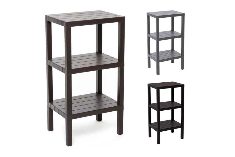 ΡΑΦΙΕΡΑ ΠΛΑΣΤΙΚΗ 3ΘΕΣΕΩΝ ΤΥΠΟΥ ΞΥΛΟ ΓΚΡΙ/ΜΑΥΡΟ/ΚΑΦΕ 38x29x74cm