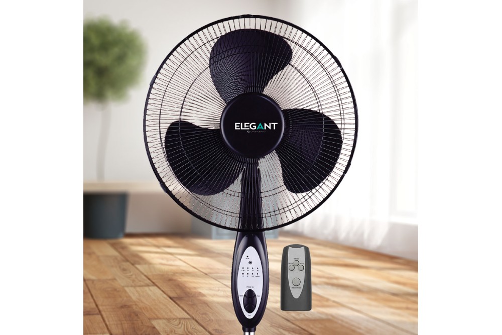 Ανεμιστήρας ορθοστάτης με τηλεχειριστήριο Elegant 50W μαύρος 40cm.
