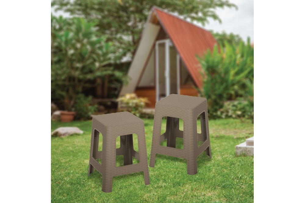 Σκαμπό Rattan τετράγωνο πλαστικό Sand 36x36x45cm.