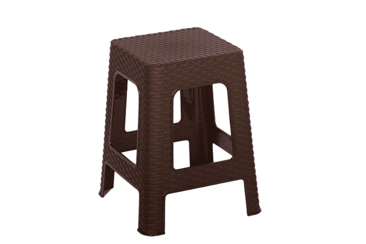 Σκαμπό Rattan τετράγωνο πλαστικό Brown 36x36x45cm.