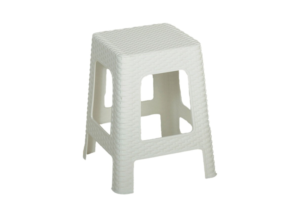 Σκαμπό Rattan τετράγωνο πλαστικό White 36x36x45cm.