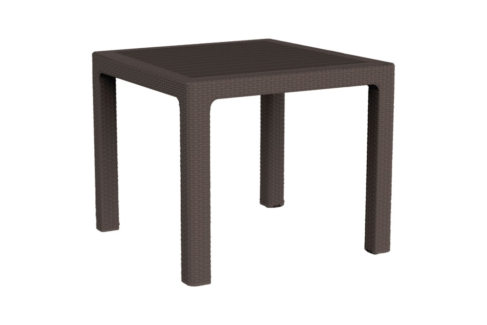Et Plast Τραπέζι τετράγωνο πλαστικό Δαίδαλος τύπου Rattan καφέ 90x90x75cm.