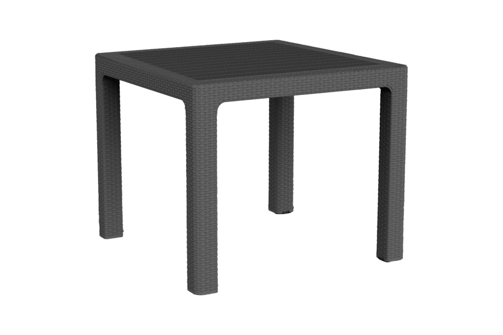 Et Plast Τραπέζι τετράγωνο πλαστικό Δαίδαλος τύπου Rattan ανθρακί 90x90x75cm.