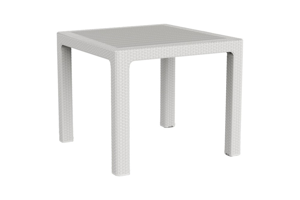 Et Plast Τραπέζι τετράγωνο πλαστικό Δαίδαλος τύπου Rattan λευκό 90x90x75cm.