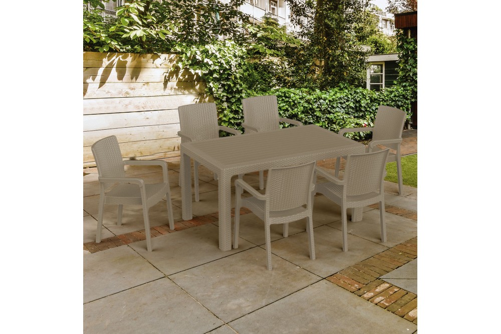 Τραπέζι ορθογώνιο πλαστικό Ίκαρος τύπου Rattan άμμος 150x90x75cm. Τραπέζι ορθογώνιο πλαστικό Ίκαρος τύπου Rattan άμμος 150x90x75cm.