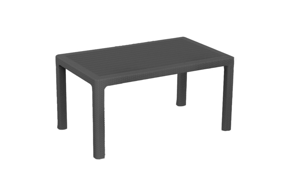 Et Plast Τραπέζι ορθογώνιο πλαστικό Ίκαρος τύπου Rattan ανθρακί 150x90x75cm.