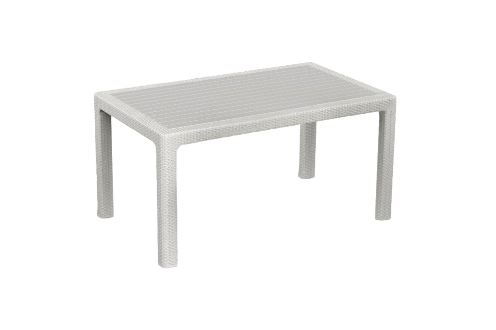 Et Plast Τραπέζι ορθογώνιο πλαστικό Ίκαρος τύπου Rattan λευκό 150x90x75cm.