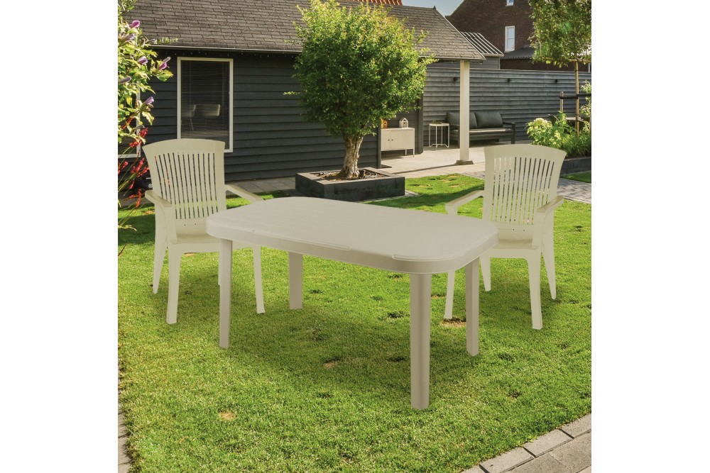 Τραπέζι ορθογώνιο πλαστικό Μύκονος μπεζ 140x85x75cm.