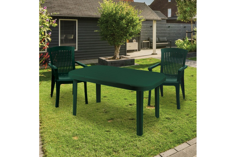 Τραπέζι ορθογώνιο πλαστικό Μύκονος πράσινο 140x85x75cm.