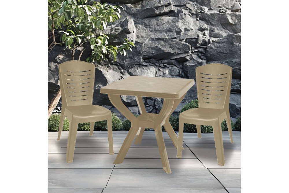 Τραπέζι τετράγωνο πλαστικό Σκιάθος άμμος 70x70cm.