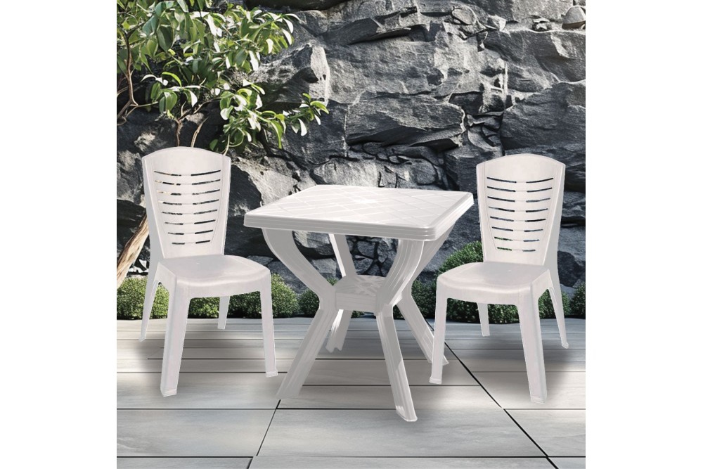 Τραπέζι τετράγωνο πλαστικό Σκιάθος λευκό 70x70cm.