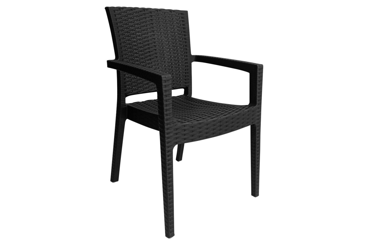 Πολυθρόνα πλαστική τύπου Rattan Artemis Professional Ανθρακί