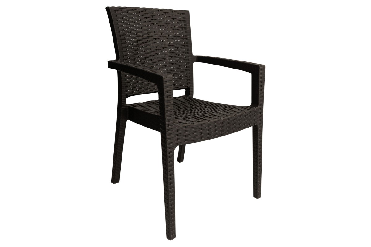 Πολυθρόνα πλαστική τύπου Rattan Artemis Professional Καφέ
