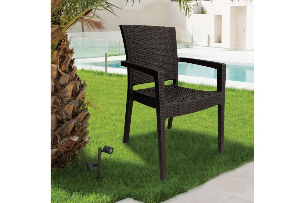 Πολυθρόνα πλαστική τύπου Rattan Artemis Professional Καφέ
