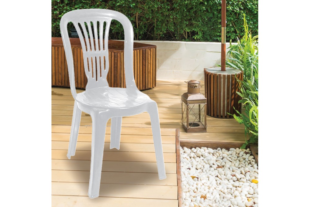 Καρέκλα Πλαστική Εξωτερικού Χώρου Βιέννη Λευκή 40x40x88cm.