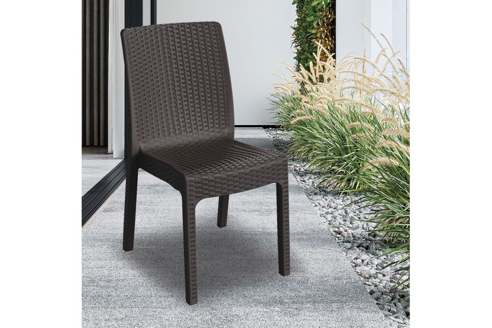 Et Plast Καρέκλα πλαστική τύπου Rattan Υβόννη Καφέ