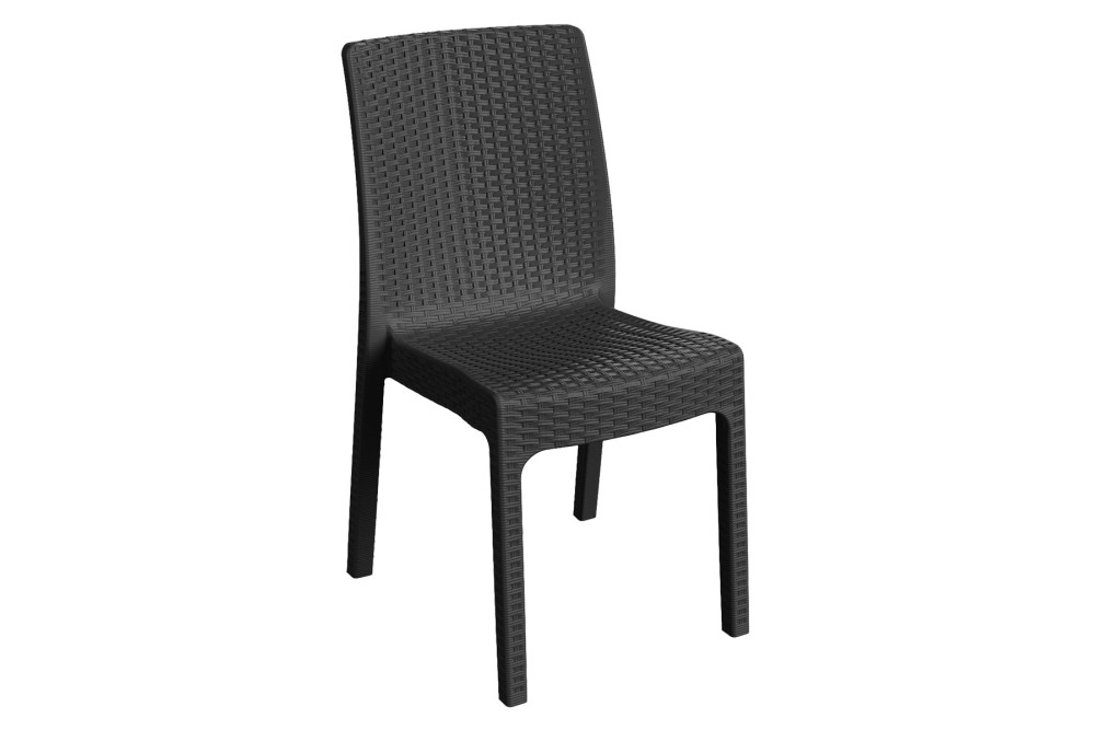 Et Plast Καρέκλα πλαστική τύπου Rattan Υβόννη Ανθρακί