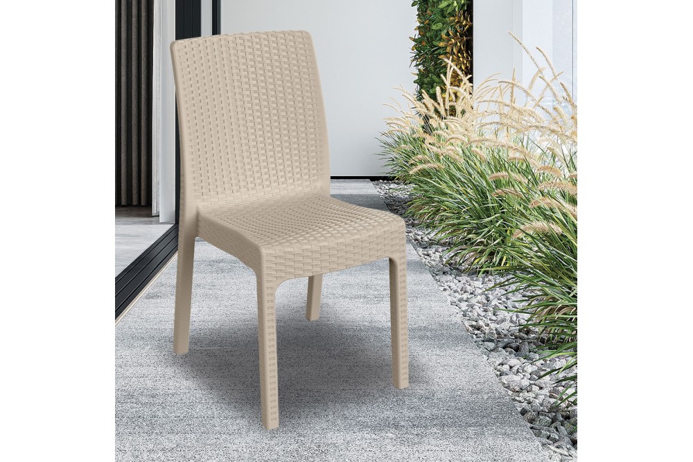 Et Plast Καρέκλα πλαστική τύπου Rattan Υβόννη Άμμου