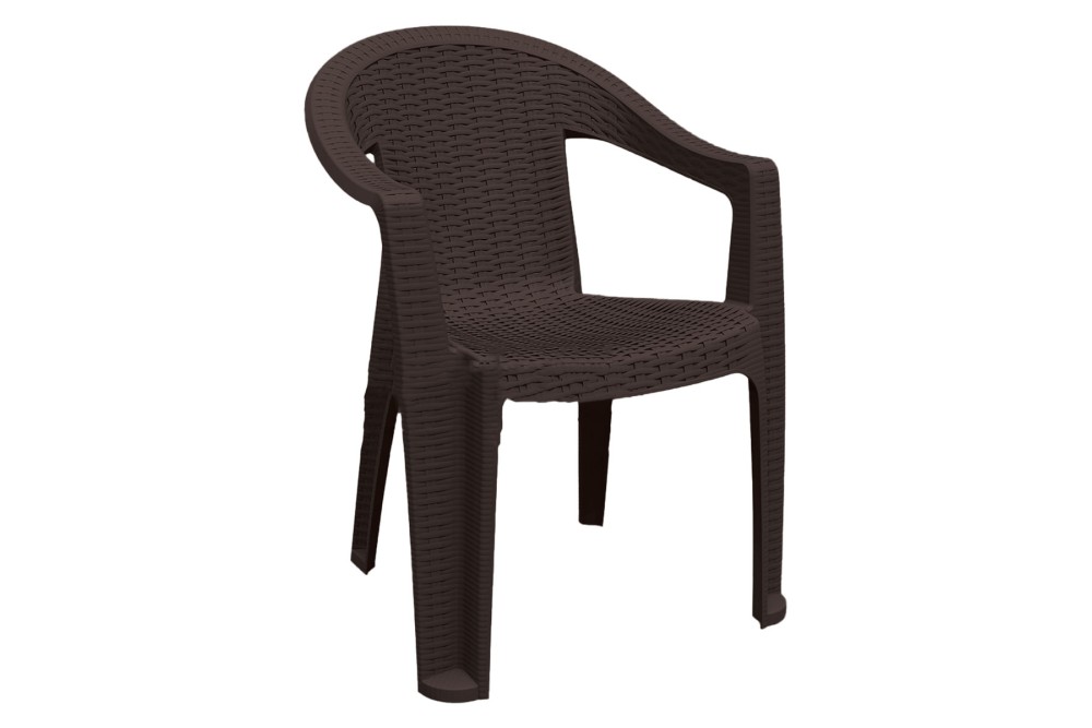 Πολυθρόνα πλαστική τύπου Rattan Ιοκάστη Καφέ
