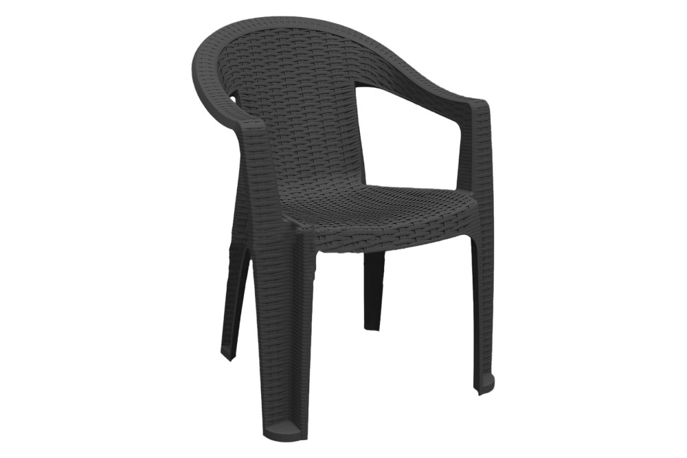 Πολυθρόνα πλαστική τύπου Rattan Ιοκάστη Ανθρακί