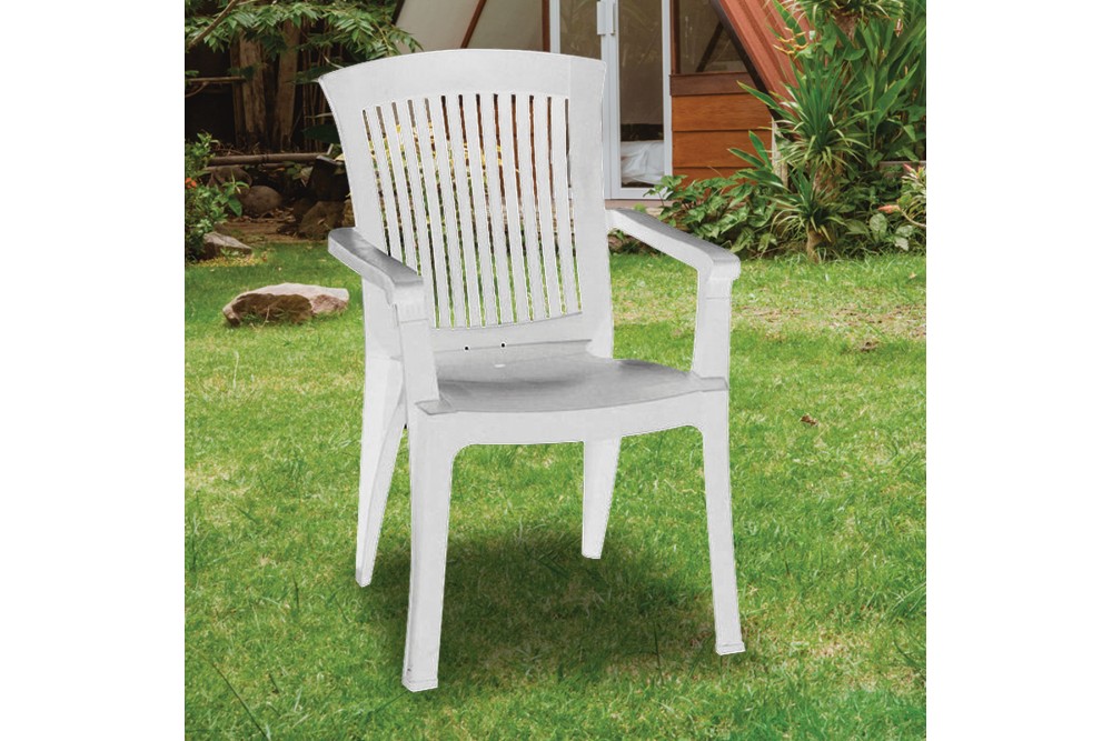 Πολυθρόνα Πλαστική Εξωτερικού Χώρου Κλειώ Λευκή 67x60x89cm.