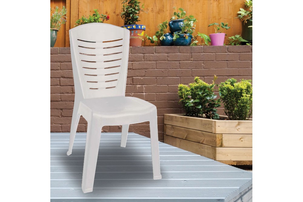 Καρέκλα Πλαστική Εξωτερικού Χώρου Κλεοπάτρα Λευκή 50x53x89cm.