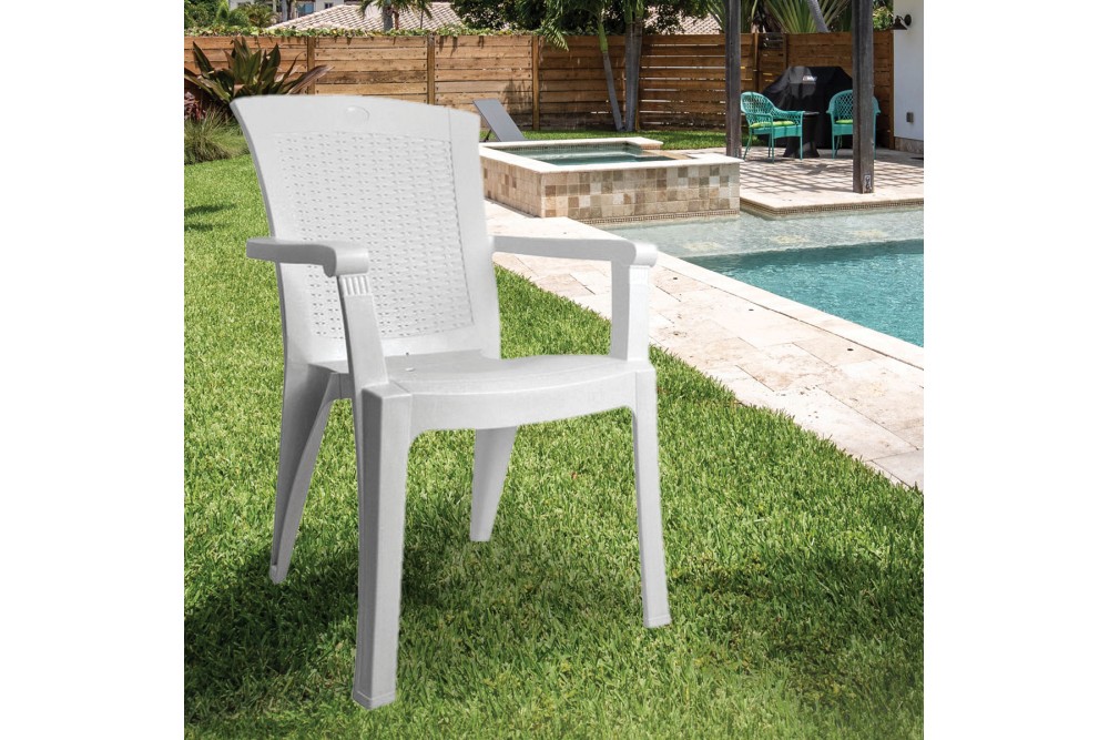 Πολυθρόνα Πλαστική Εξωτερικού Χώρου Μόνικα Rattan Λευκή 67x60x89cm.