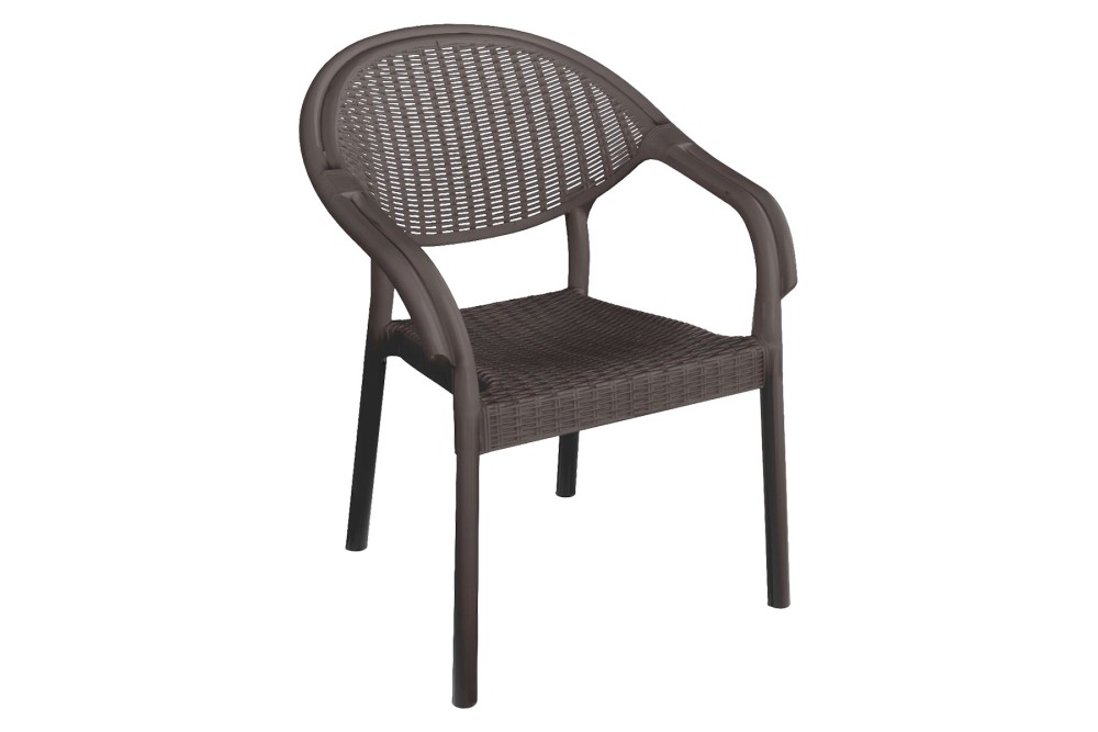 Et Plast Πολυθρόνα πλαστική τύπου Rattan Νιόβη Καφέ