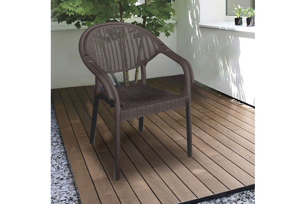 Et Plast Πολυθρόνα πλαστική τύπου Rattan Νιόβη Καφέ