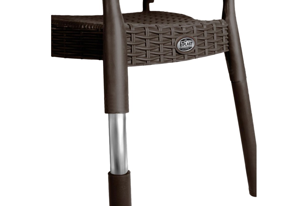 Et Plast Πολυθρόνα πλαστική τύπου Rattan Νιόβη Καφέ