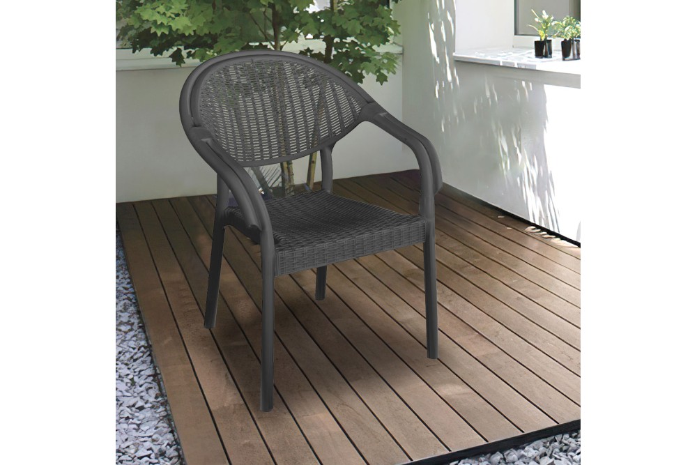 Et Plast Πολυθρόνα πλαστική τύπου Rattan Νιόβη Ανθρακί Et Plast Πολυθρόνα πλαστική τύπου Rattan Νιόβη Ανθρακί