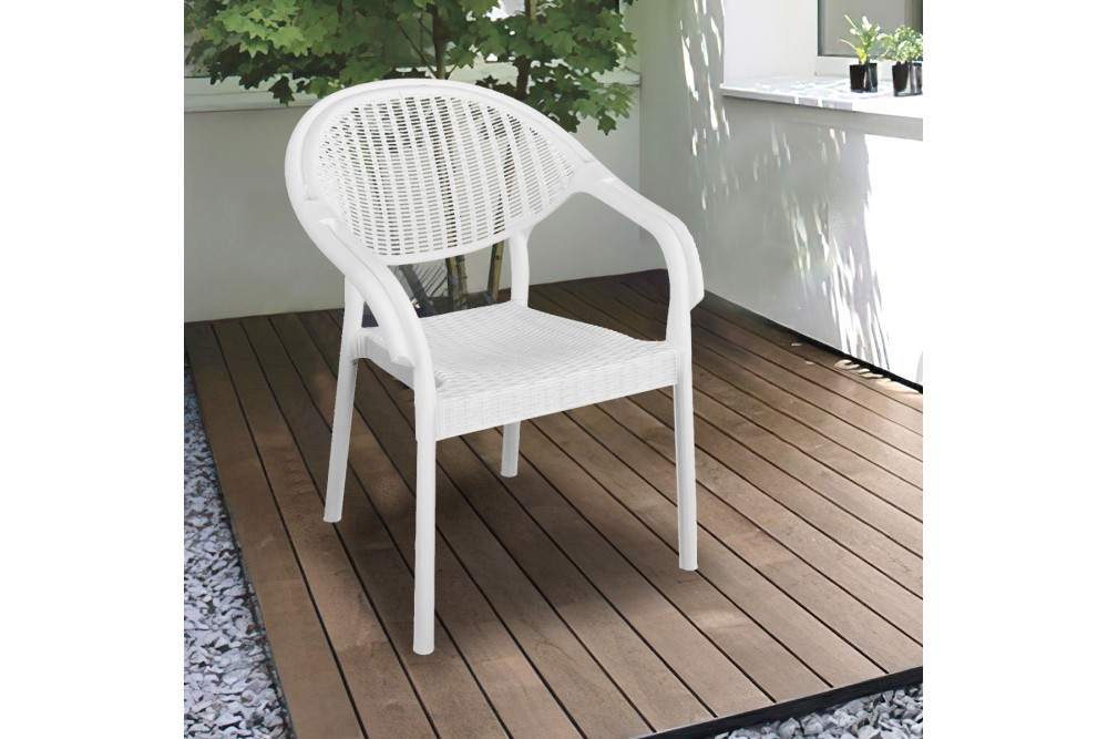 Et Plast Πολυθρόνα πλαστική τύπου Rattan Νιόβη Λευκή Et Plast Πολυθρόνα πλαστική τύπου Rattan Νιόβη Λευκή