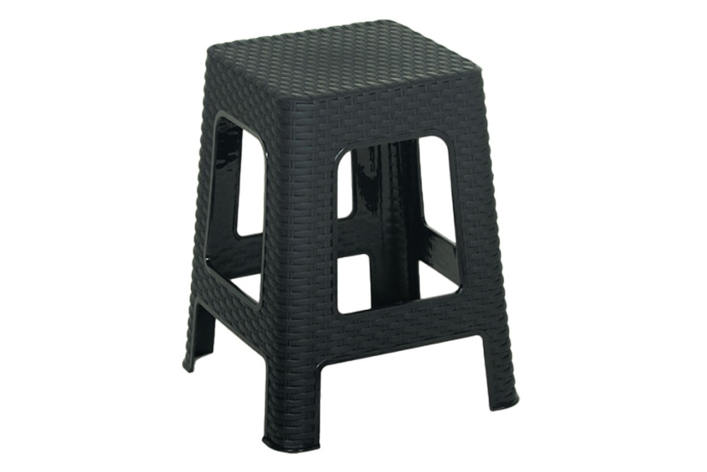 Σκαμπό Rattan τετράγωνο πλαστικό Grey 36x36x45cm.