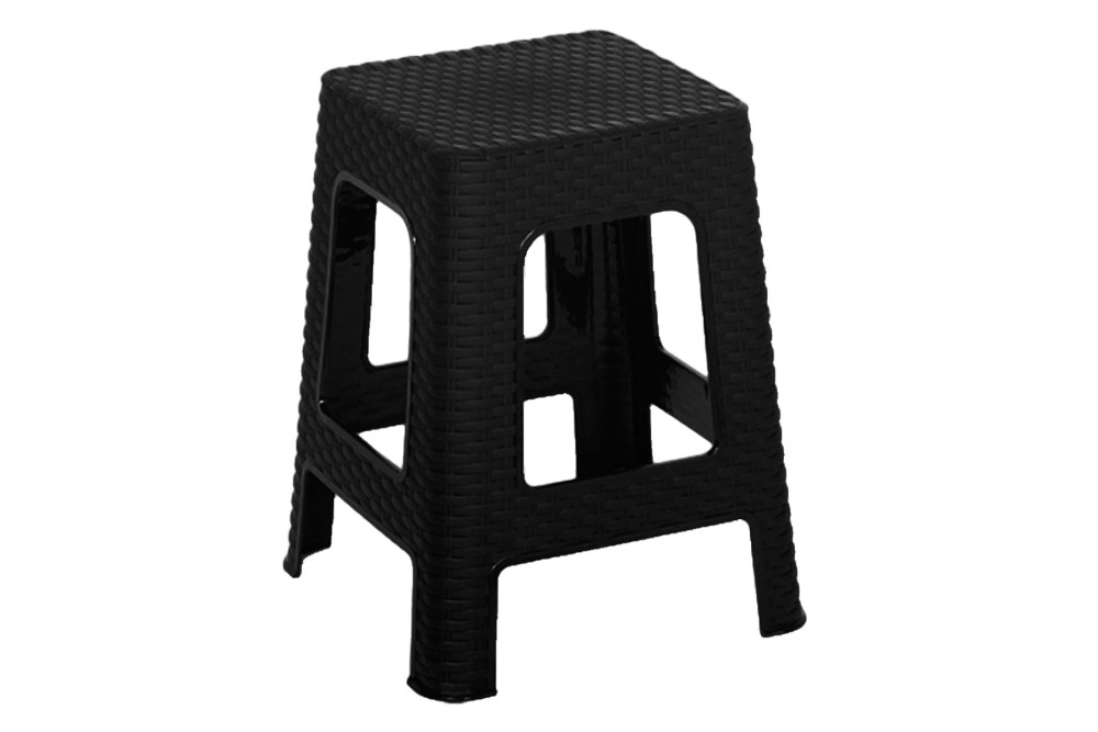 Σκαμπό Rattan τετράγωνο πλαστικό Black 36x36x45cm.