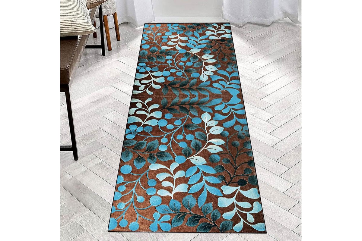 Χαλάκια Soft Touch Blue Leaves σετ 2 τεμαχίων 70x140cm.+70x180cm.