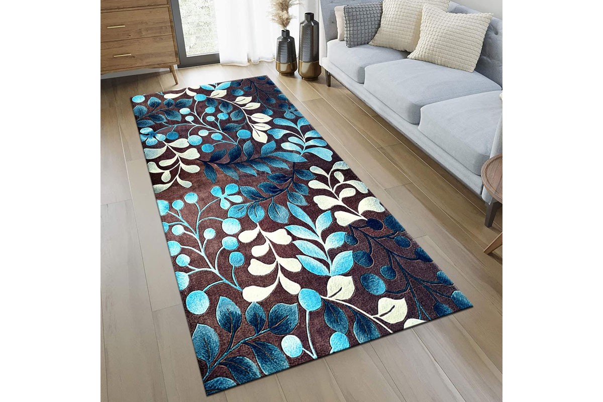 Χαλάκια Soft Touch Blue Leaves σετ 2 τεμαχίων 70x140cm.+70x180cm.