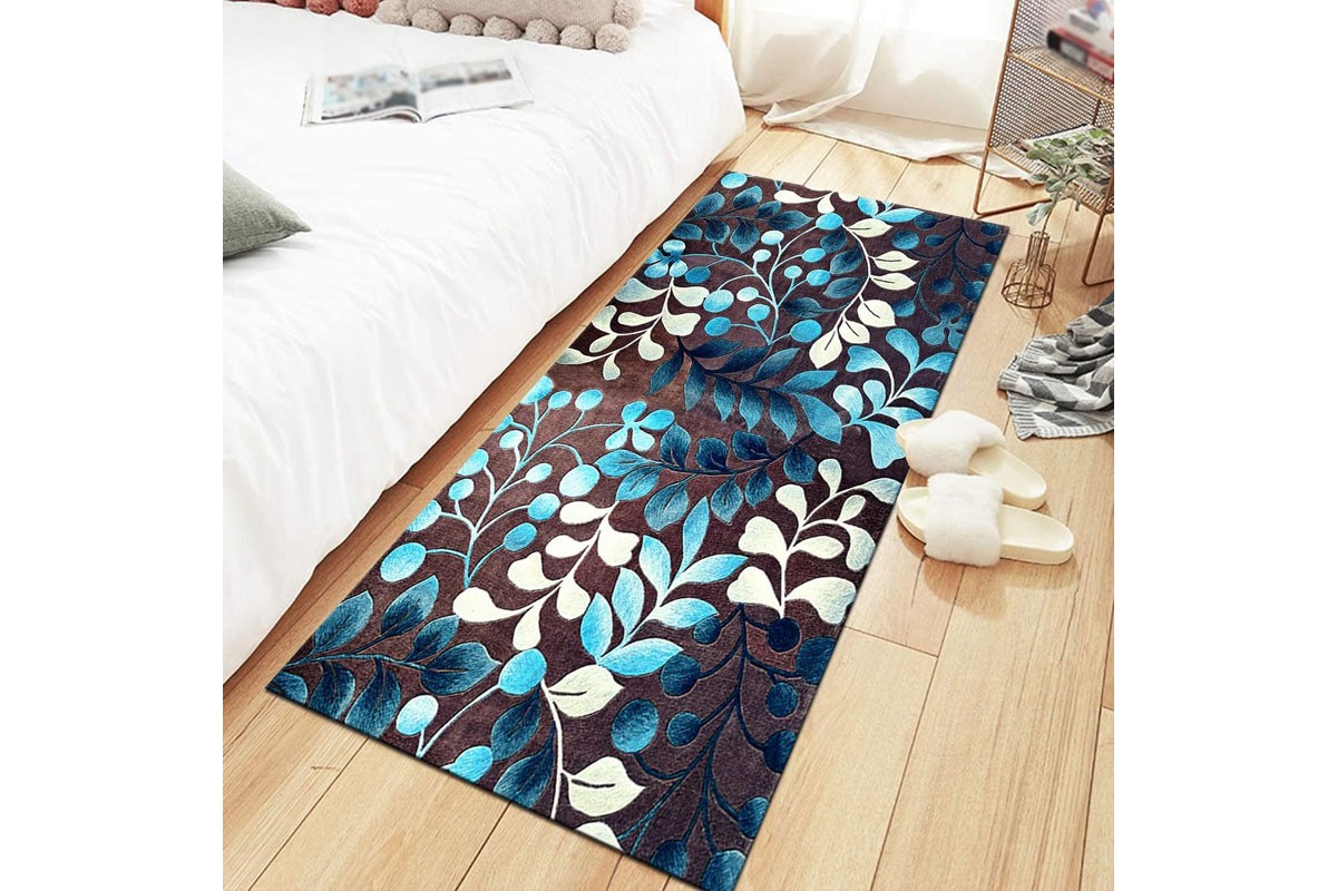 Χαλάκια Soft Touch Blue Leaves σετ 2 τεμαχίων 70x140cm.+70x180cm.