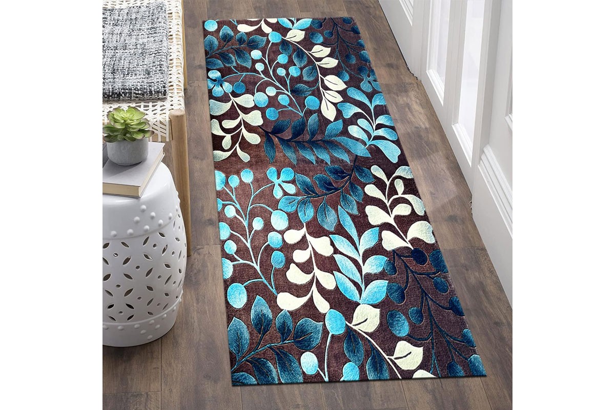 Χαλάκια Soft Touch Blue Leaves σετ 2 τεμαχίων 70x140cm.+70x180cm.